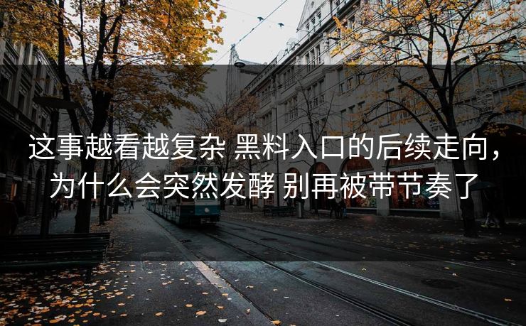 这事越看越复杂 黑料入口的后续走向，为什么会突然发酵 别再被带节奏了