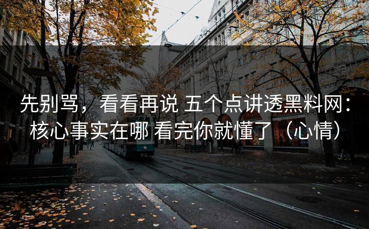 先别骂，看看再说 五个点讲透黑料网：核心事实在哪 看完你就懂了（心情）