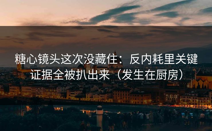 糖心镜头这次没藏住：反内耗里关键证据全被扒出来（发生在厨房）