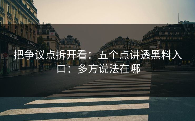 把争议点拆开看：五个点讲透黑料入口：多方说法在哪