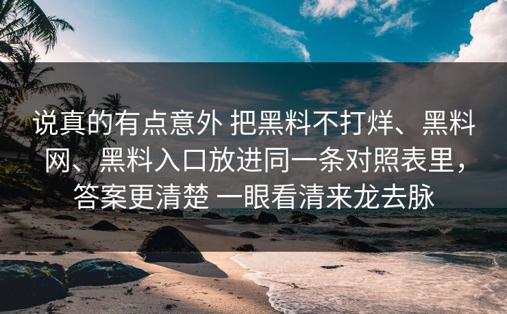 说真的有点意外 把黑料不打烊、黑料网、黑料入口放进同一条对照表里，答案更清楚 一眼看清来龙去脉