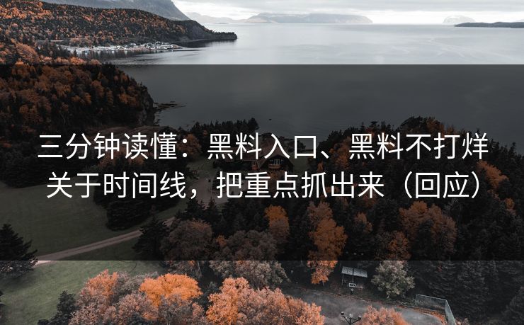 三分钟读懂：黑料入口、黑料不打烊关于时间线，把重点抓出来（回应）