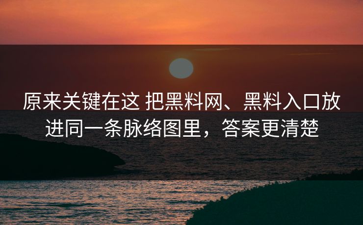 原来关键在这 把黑料网、黑料入口放进同一条脉络图里，答案更清楚