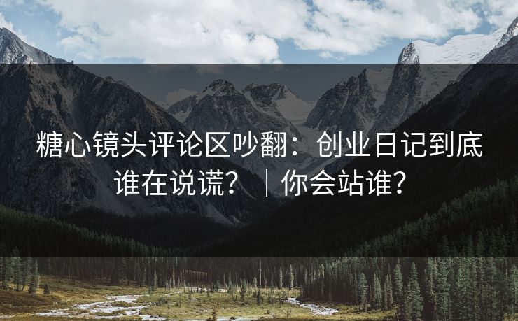 糖心镜头评论区吵翻：创业日记到底谁在说谎？｜你会站谁？
