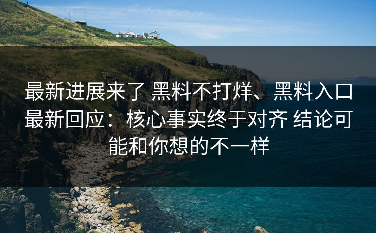 最新进展来了 黑料不打烊、黑料入口最新回应：核心事实终于对齐 结论可能和你想的不一样