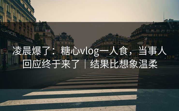 凌晨爆了：糖心vlog一人食，当事人回应终于来了｜结果比想象温柔