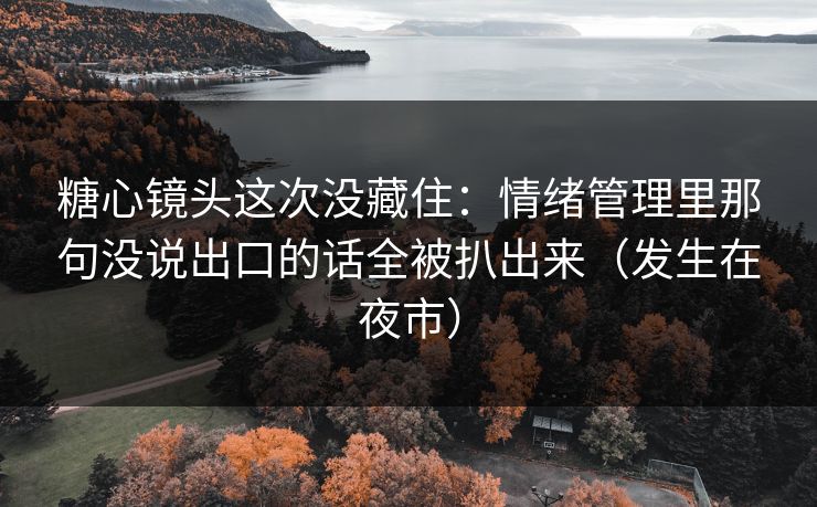 糖心镜头这次没藏住：情绪管理里那句没说出口的话全被扒出来（发生在夜市）
