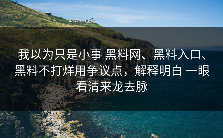 我以为只是小事 黑料网、黑料入口、黑料不打烊用争议点，解释明白 一眼看清来龙去脉