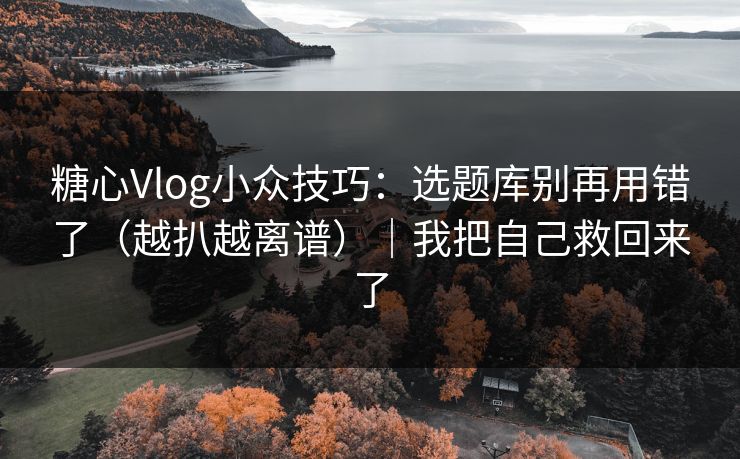 糖心Vlog小众技巧：选题库别再用错了（越扒越离谱）｜我把自己救回来了