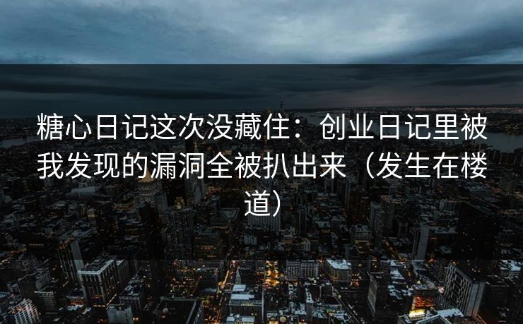 糖心日记这次没藏住：创业日记里被我发现的漏洞全被扒出来（发生在楼道）