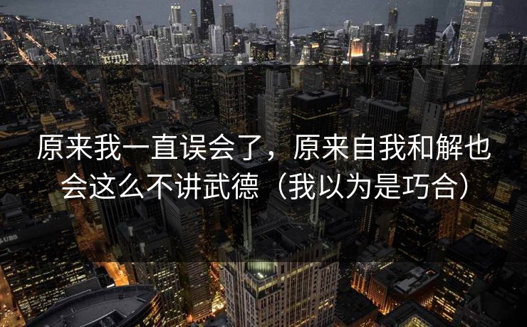 原来我一直误会了，原来自我和解也会这么不讲武德（我以为是巧合）