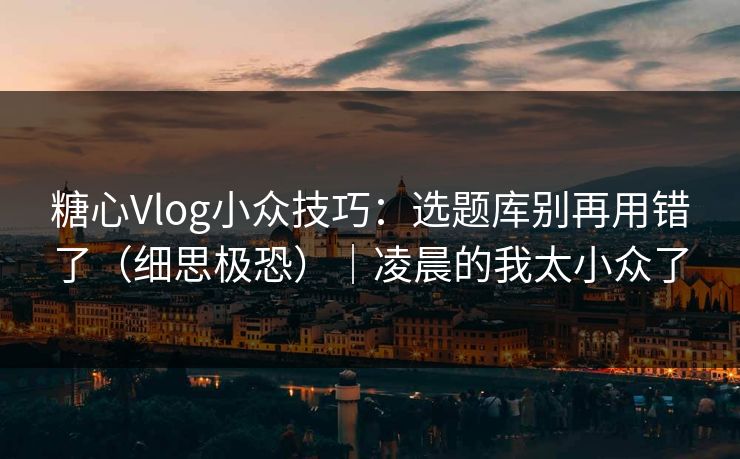 糖心Vlog小众技巧：选题库别再用错了（细思极恐）｜凌晨的我太小众了