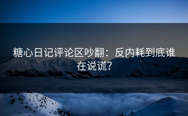 糖心日记评论区吵翻：反内耗到底谁在说谎？