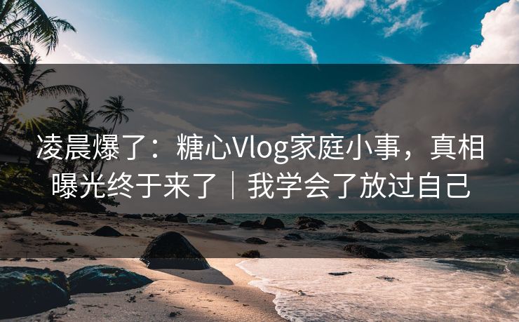 凌晨爆了：糖心Vlog家庭小事，真相曝光终于来了｜我学会了放过自己
