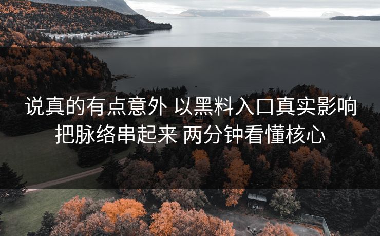 说真的有点意外 以黑料入口真实影响把脉络串起来 两分钟看懂核心
