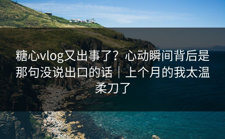 糖心vlog又出事了？心动瞬间背后是那句没说出口的话｜上个月的我太温柔刀了