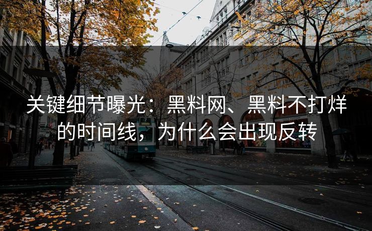 关键细节曝光：黑料网、黑料不打烊的时间线，为什么会出现反转