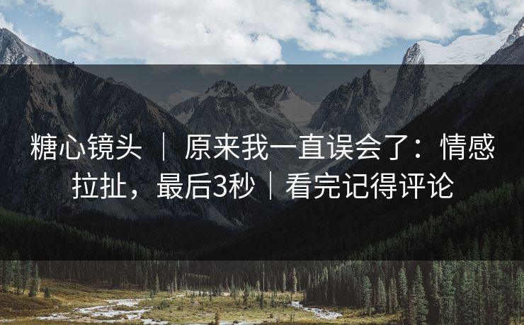 糖心镜头 ｜ 原来我一直误会了：情感拉扯，最后3秒｜看完记得评论