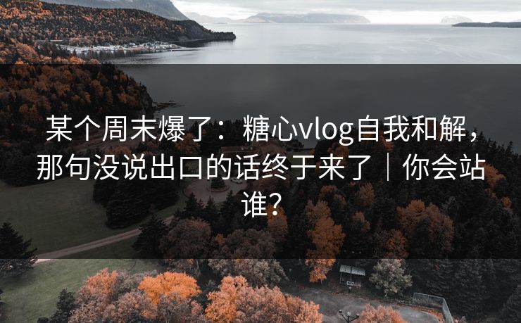 某个周末爆了：糖心vlog自我和解，那句没说出口的话终于来了｜你会站谁？