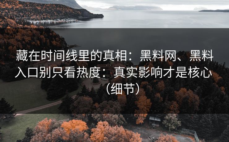 藏在时间线里的真相：黑料网、黑料入口别只看热度：真实影响才是核心 （细节）